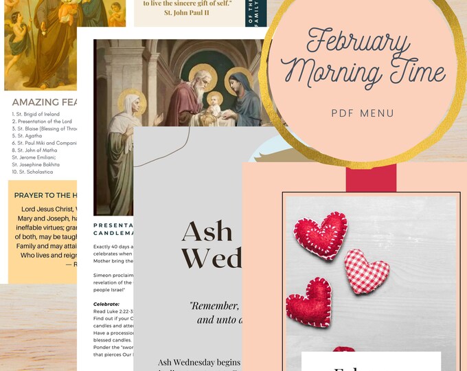 February Printable Morning Time Menu, Catholic, Digital File, Printable ...