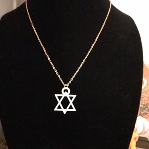 White Star of David Pendant with Gold-plated Necklace