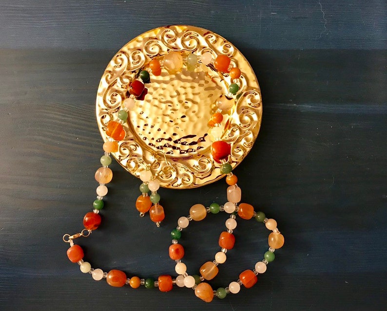 Genuine and Charged Carnelian and Aventurine Healing Jewelry Set