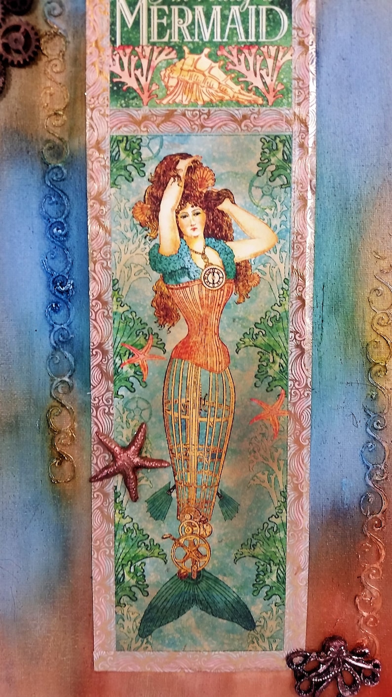 Mermaid Wall Art Steampunk Mermaid Masculine Gift Etsy
