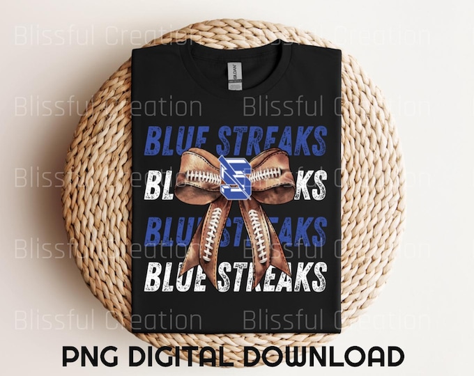 Blue Streaks Football Croquette Bow PNG