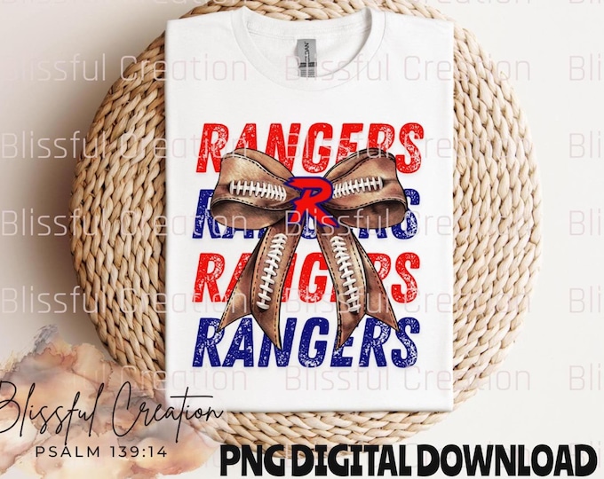 Rangers Coquette Bow PNG, Sports PNG, Ranger Game Day