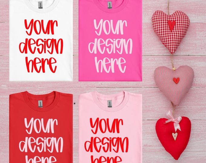 Valentine Tshirt Mockup | Instant Download | Gildan Folded Shirt Mockup