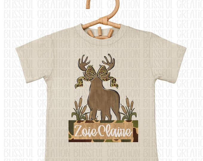 Camo Deer Name Plate PNG | Croquette Bow