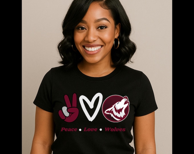 Peace Love Wolves PNG | Digital Download | Wolves Mascot | Sublimation Download | Wolves PNG | School Spirit Week