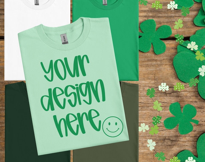 St Patrick’s Day MockUp | Gildan Folded Tshirt | Instant Download
