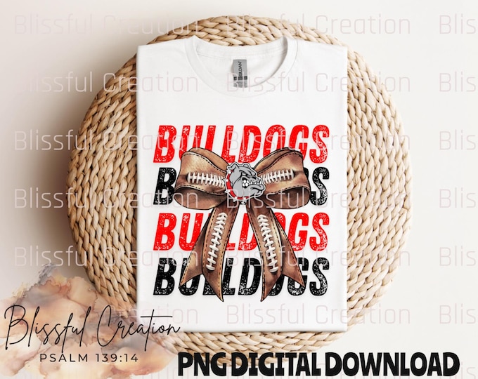 Bulldogs Coquette Bow PNG, Game Day, Bulldogs Mascot