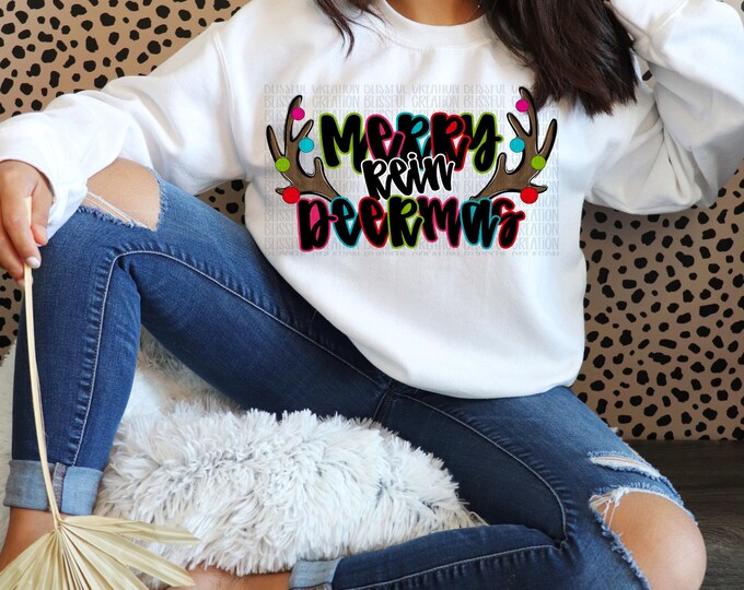 Merry Rein Deermas PNG | Christmas Digital Download | Reindeer Christmas