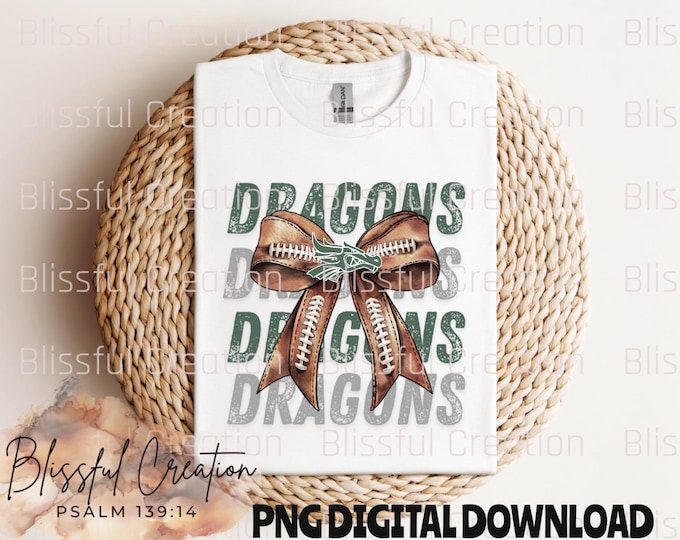 Pisgah Dragons Coquette Bow PNG, Dragons Mascot PNG, Game Day