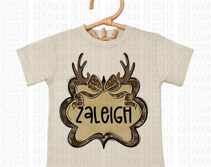 Camo Name Plate | Croquette Bow PNG | Hunting Season PNG