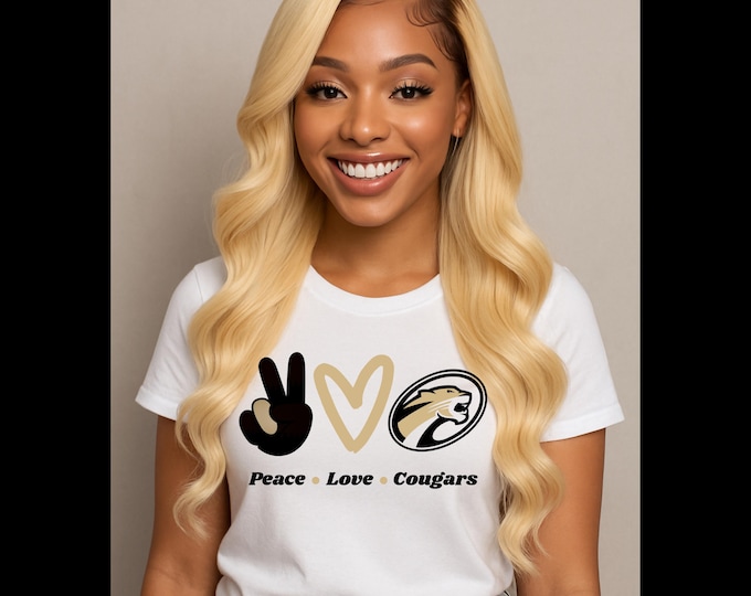 Peace Love Cougars PNG | Instant Download | Cougars Mascot PNG
