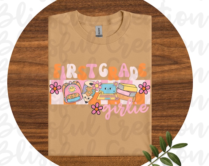 Retro Back To School PNG | Digital Download | Grade School Girlie | Sublimation Designs | First Day Of School
