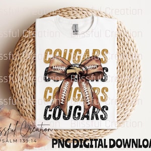 Cougar Coquette Bow PNG, Cougar PNG, Game Day