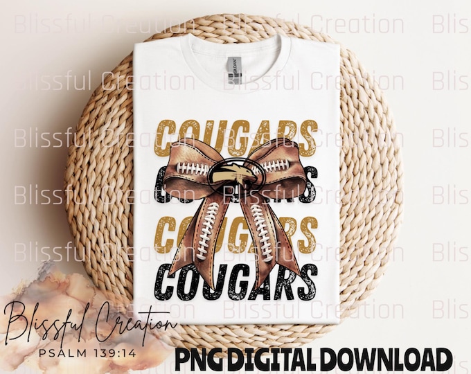 Cougar Coquette Bow PNG, Cougar PNG, Game Day