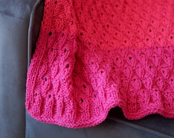 Hand Knitted Pink Baby Blanket