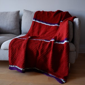Hand Knitted Striped Blanket #43