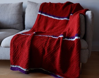 Hand Knitted Striped Blanket #43