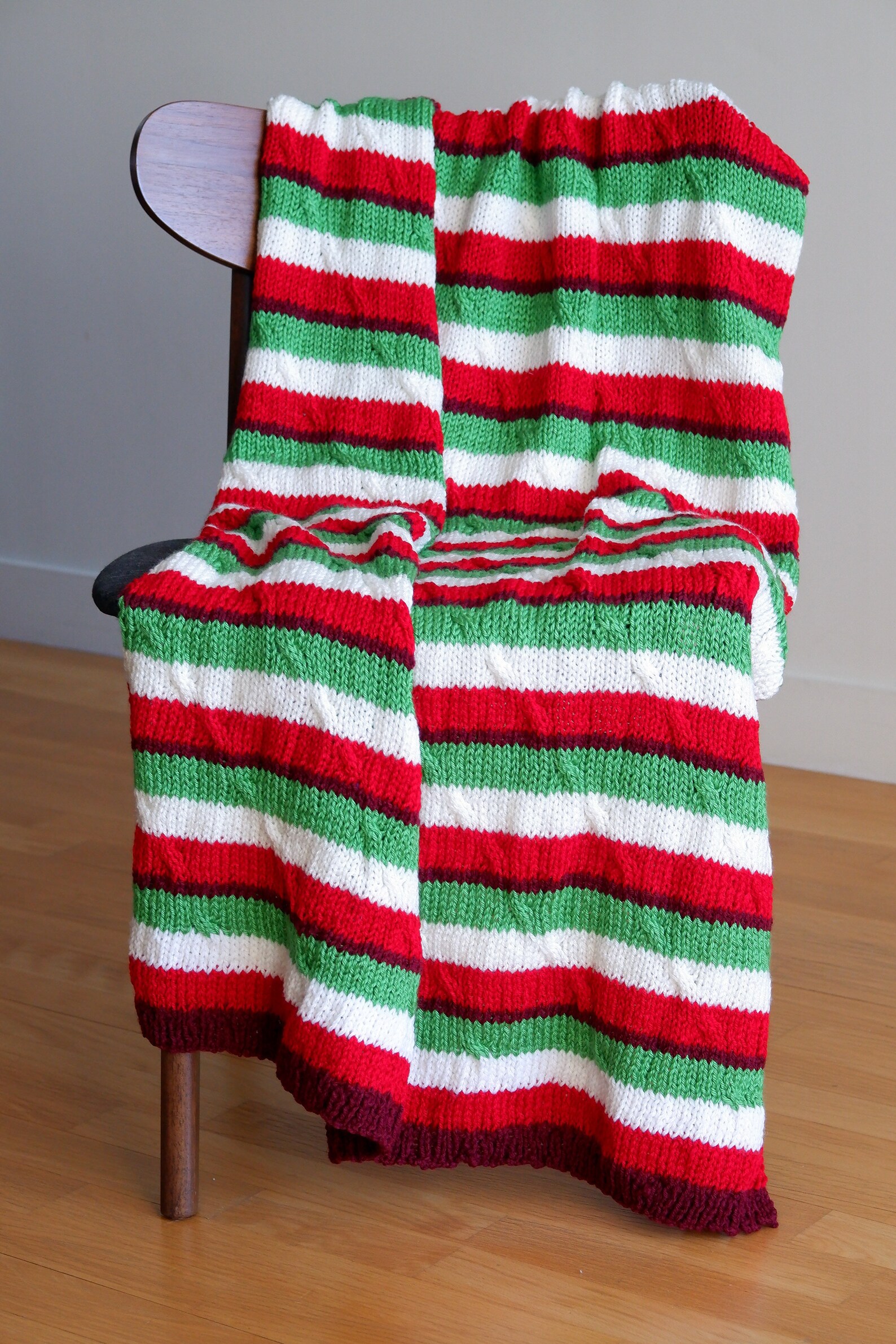 Hand Knitted Christmas Blanket Etsy
