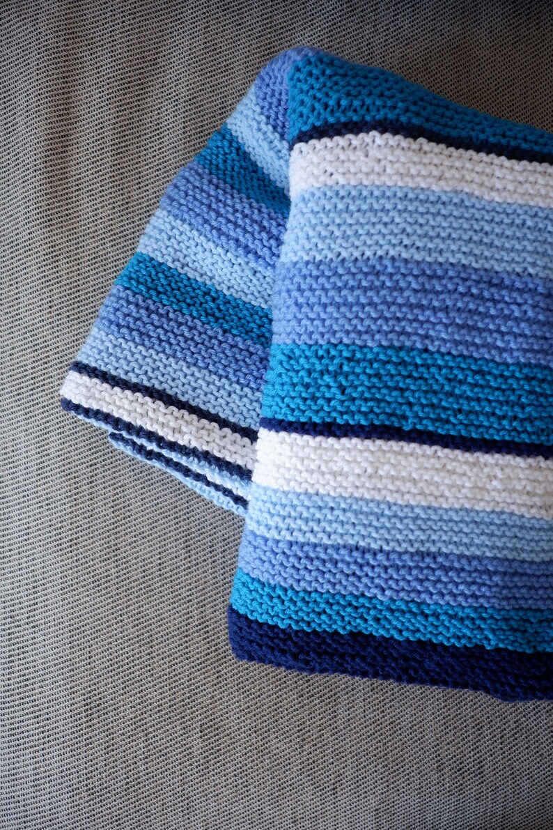 Hand Knitted Striped Blanket #39 Etsy