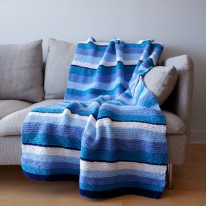 Hand Knitted Striped Blanket #39