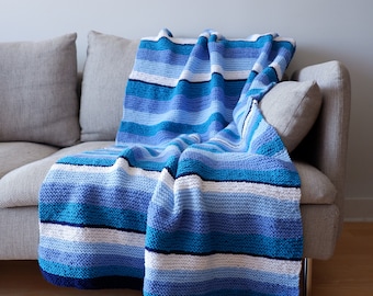 Hand Knitted Striped Blanket #39
