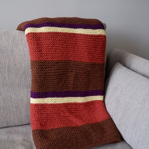 Hand Knitted Striped Blanket #45