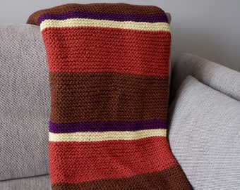 Hand Knitted Striped Blanket #45