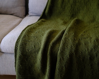 Hand Knitted Green Blanket
