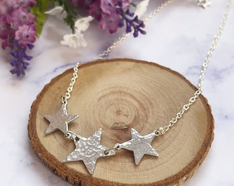Hammered Aluminium Star Choker Necklace, Celestial Necklace, Textured Jewellery