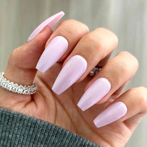 28 Pcs Lavender Purple Press On Nails Coffin - Mid Coffin Nails, Nails Press On, Fake Nails, Glue On Nails, Stick On Nails, Artificial Nails