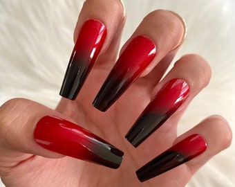 Red Coffin Nails Etsy red coffin nails etsy