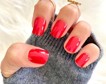 pix Short Matte Red Acrylic Nails short red nails etsy