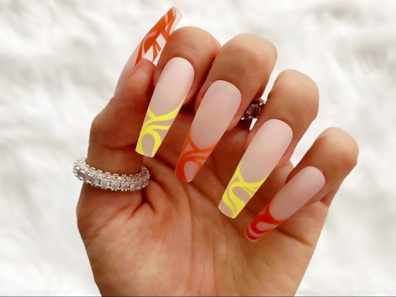 yellow french nail designs