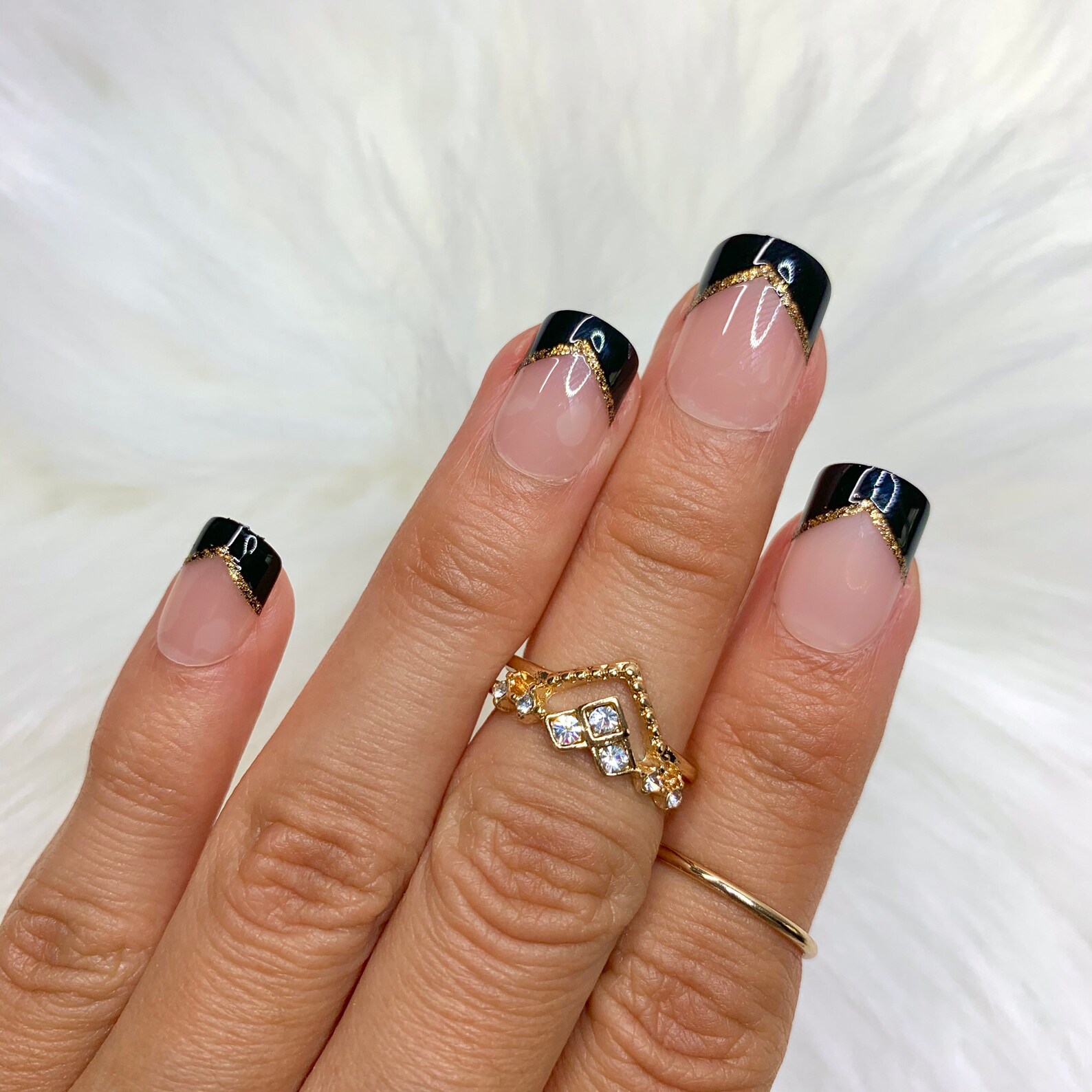 24 Pcs Black French Tip / Short Nails / Press on Nails / Nail Etsy