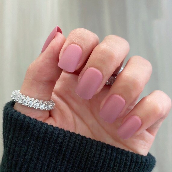 24 Pcs Mauve Matte Short Nails Press On Nails Nail Etsy Polska