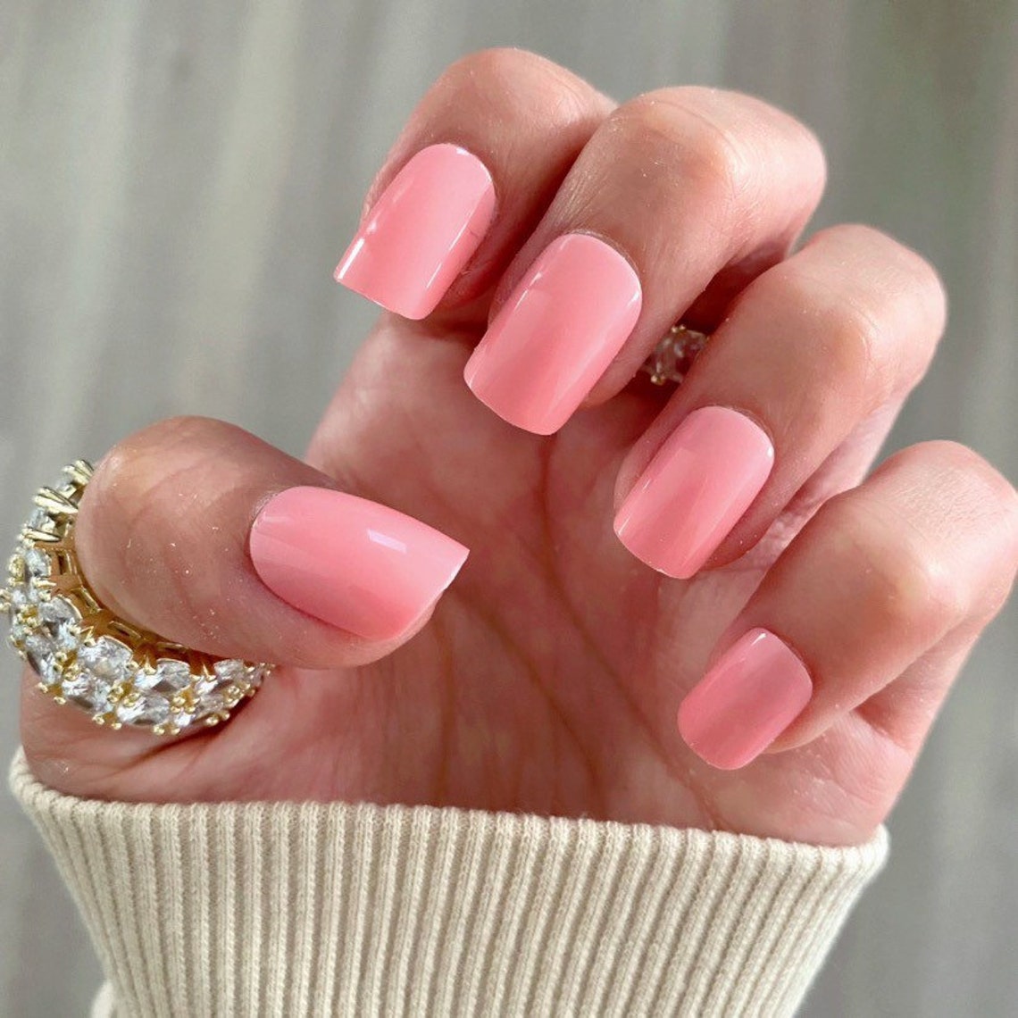 Pink Glossy / Short Nails / Press on Nails / Nail Designs / Etsy