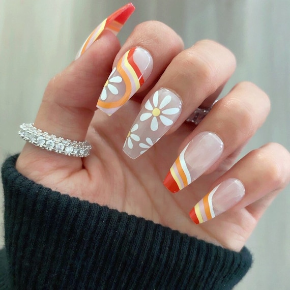 yellow coffin nail designs