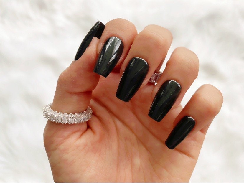 Update more than 197 long black acrylic nails