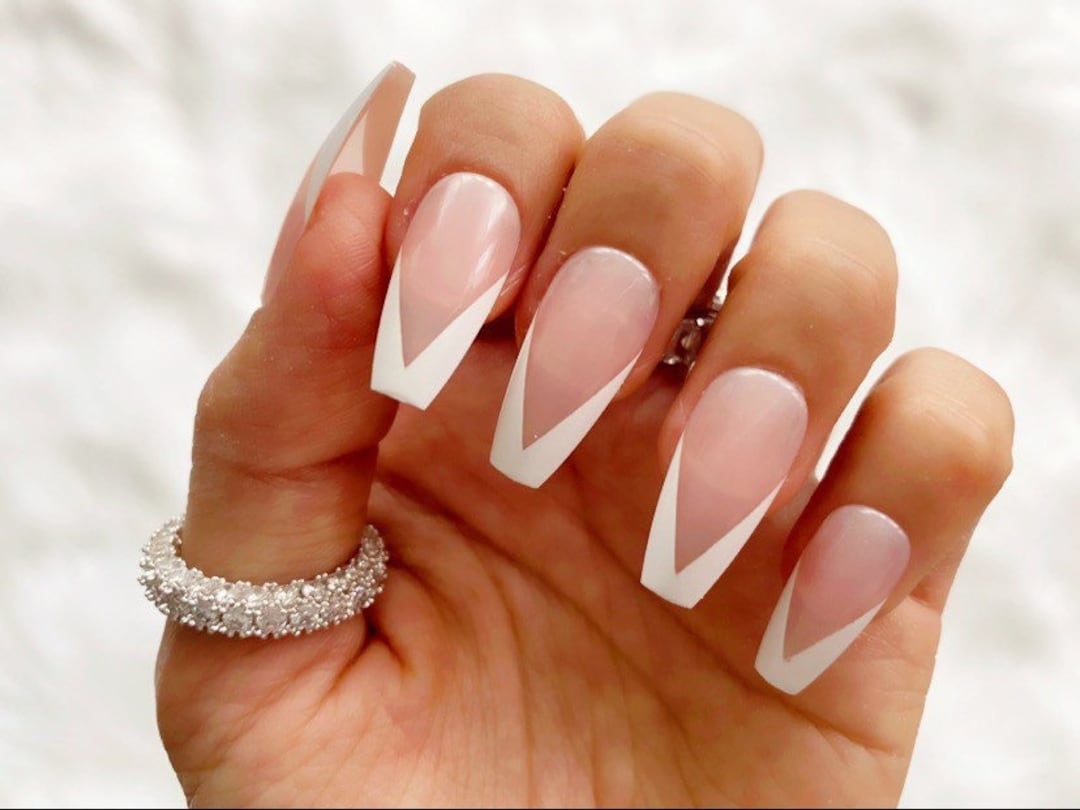 1. French Tip Coffin Nails - wide 9