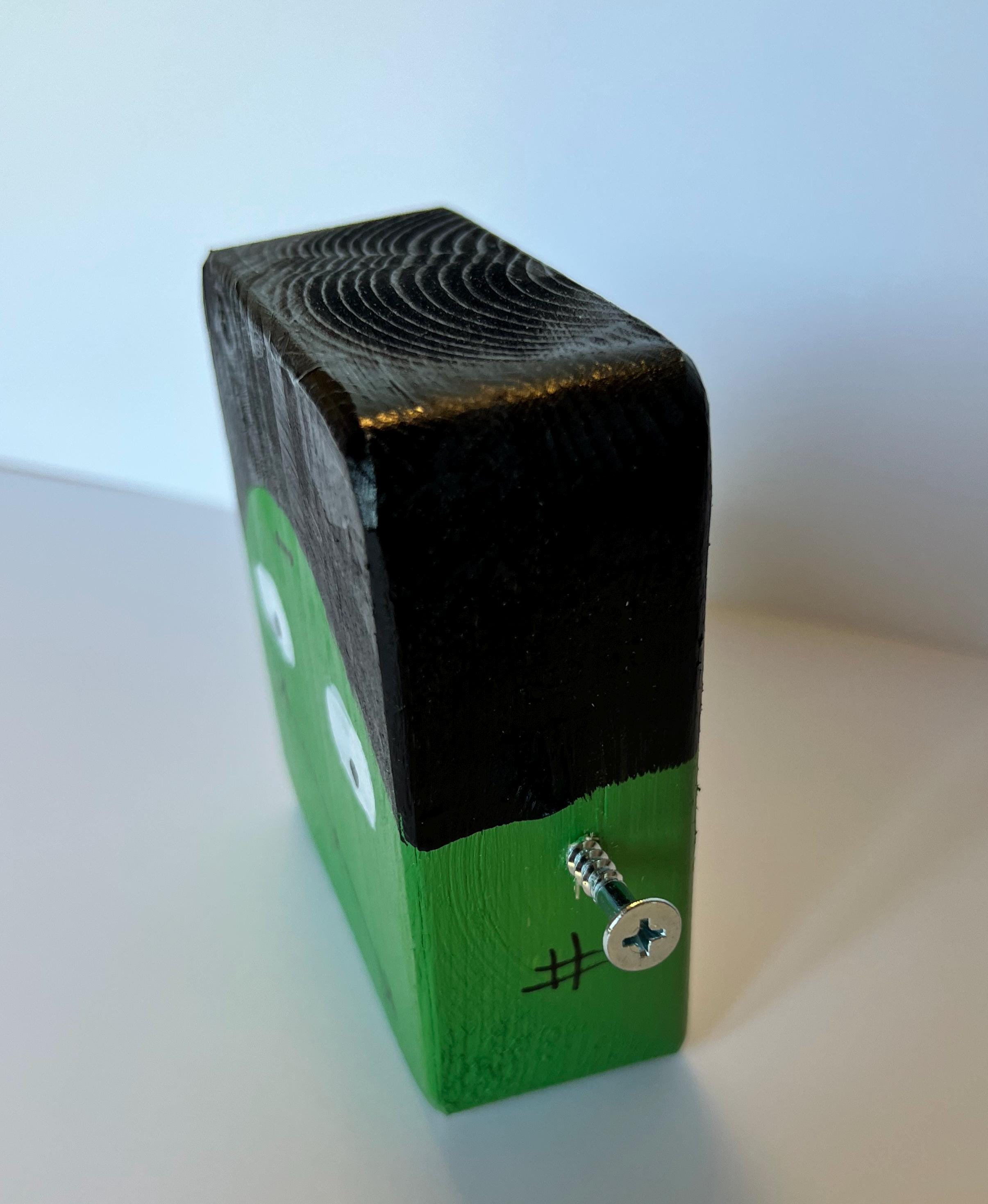 手作り木製フランケンシュタインブロック - ハロウィンデコレーション 
