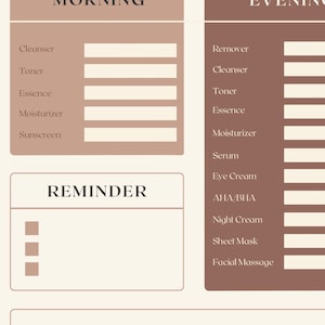 Skin Routine Daily log
