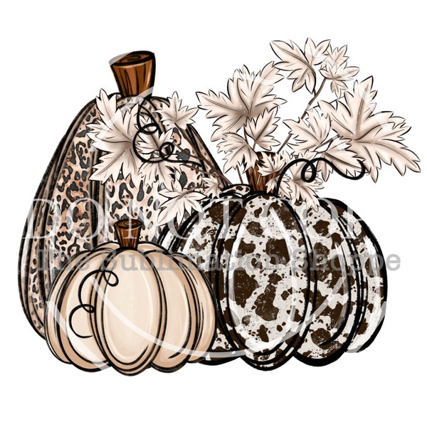 Cow and leopard pumpkin trio print / Autumn Fall design/ DIY sublimation transfer/ heat press required/ no digitals sold