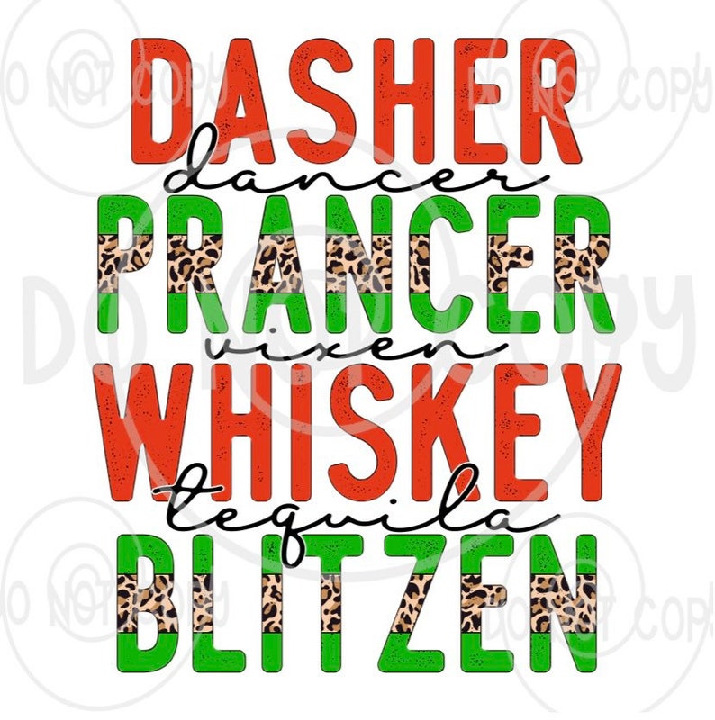 Dancer Prancer Whiskey Blitzen Print /christmas Design/ DIY - Etsy