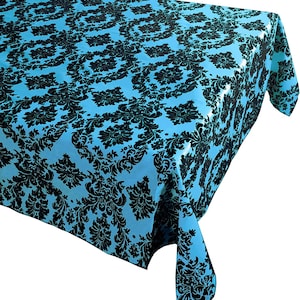 Decorative Damask Polyester Taffeta Tablecloth (Black/Turquoise, Rectangular Tablecloth) Choose Sise Below