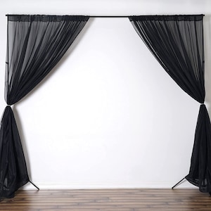 Sheer Voile Chiffon Fabric Draping Panels | Use for Backdrop Curtain 10 Feet Wide (2 Panels Black) Choose Size Below