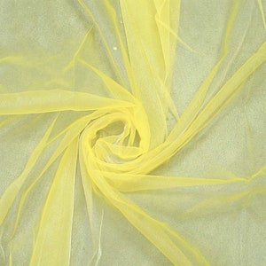 Polyester Soft Light Weight, Sheer, See Through Crystal Organza Fabric Sold By The Yard. Yellow