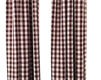 Burgundy Gingham Curtains - Etsy