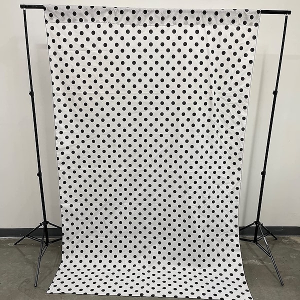 Poly Cotton Polka Dot Decorative Backdrop Drape Curtain Divider, 1 Panel Per Order (Black Dot on White, Choose Color Below