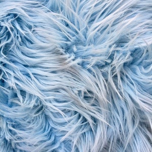 Shaggy Faux Fur Fabric Sold By The Yard 60&quot; Width Coats Costumes Scarfs Rugs Props Long Pile Light Blue