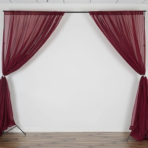 Sheer Voile Chiffon Fabric Draping Panels | Use for Backdrop Curtain 10 Feet Wide ( 2 Panels Burgundy ) Choose Size Below